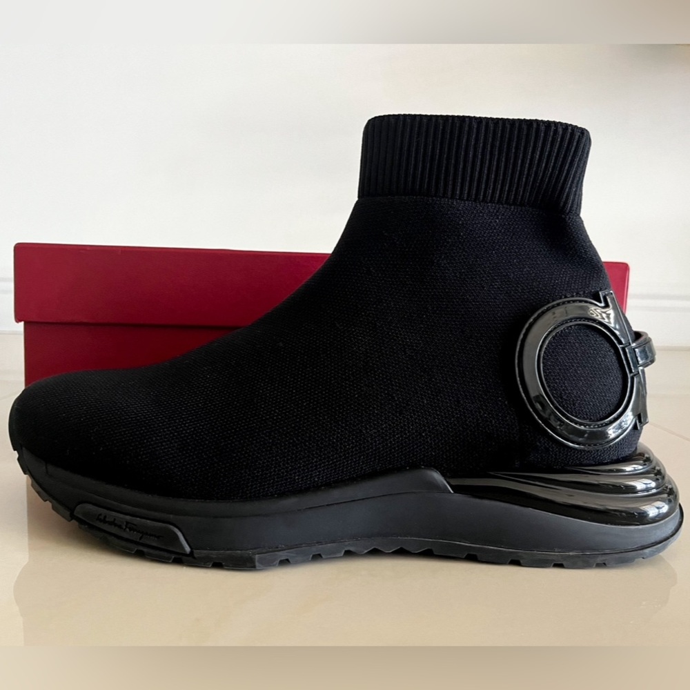 Salvatore Ferragamo Gardena Sock Sneaker in Black Size 8